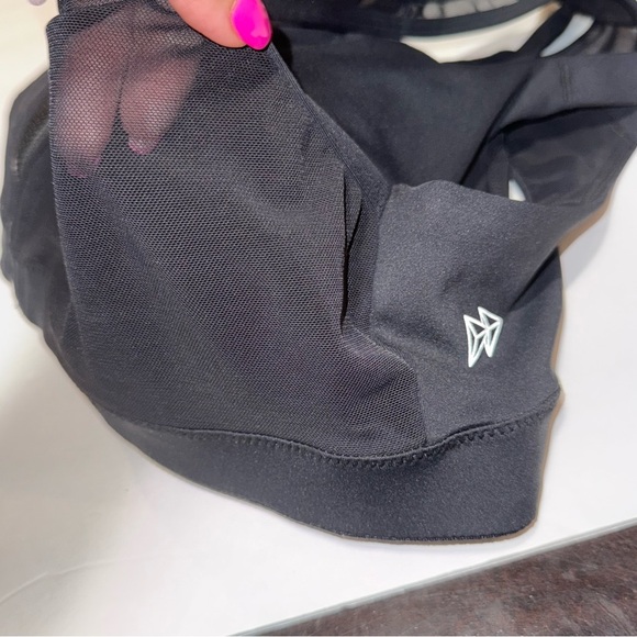 Yvette High Impact Sport Bra High Neck Racerback Mesh Overlay Black Sz 42 D F FD - Picture 12 of 13